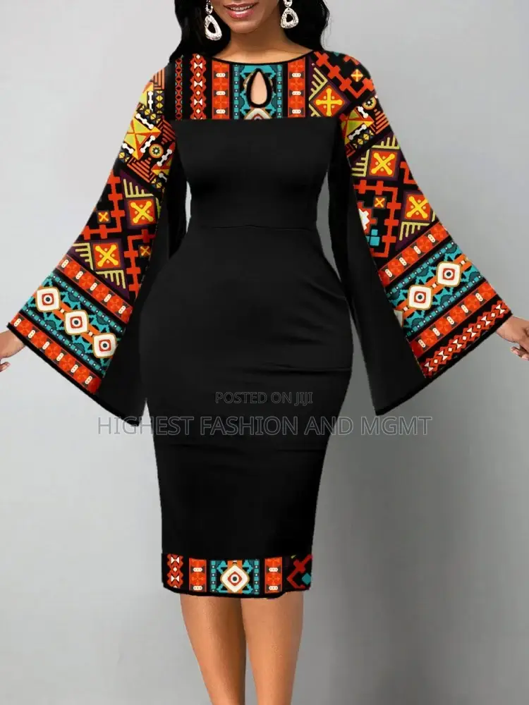 Lantern Sleeve Print Dress