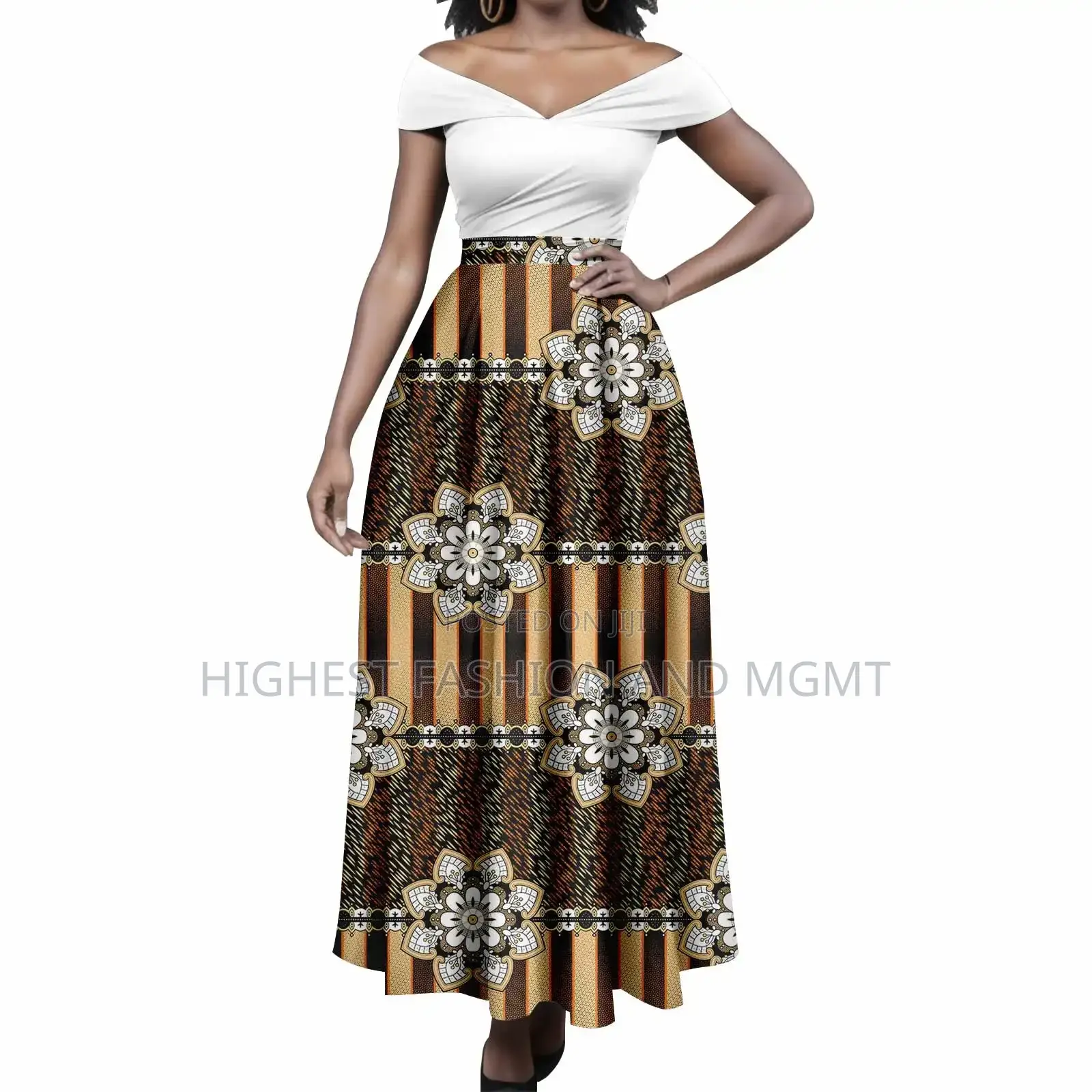 Off Shoulder Top and Print Skirt