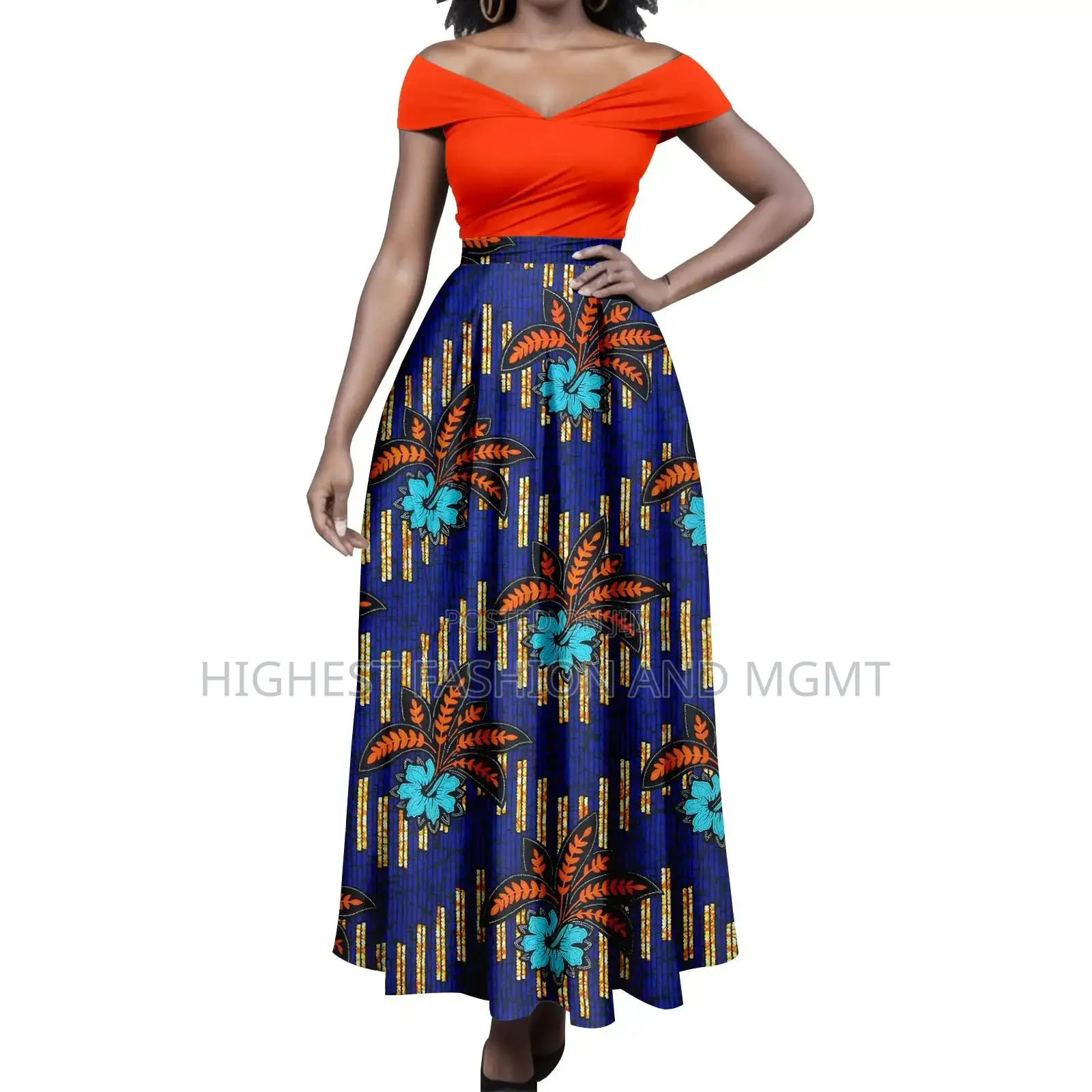 Off Shoulder Top and Print Skirt