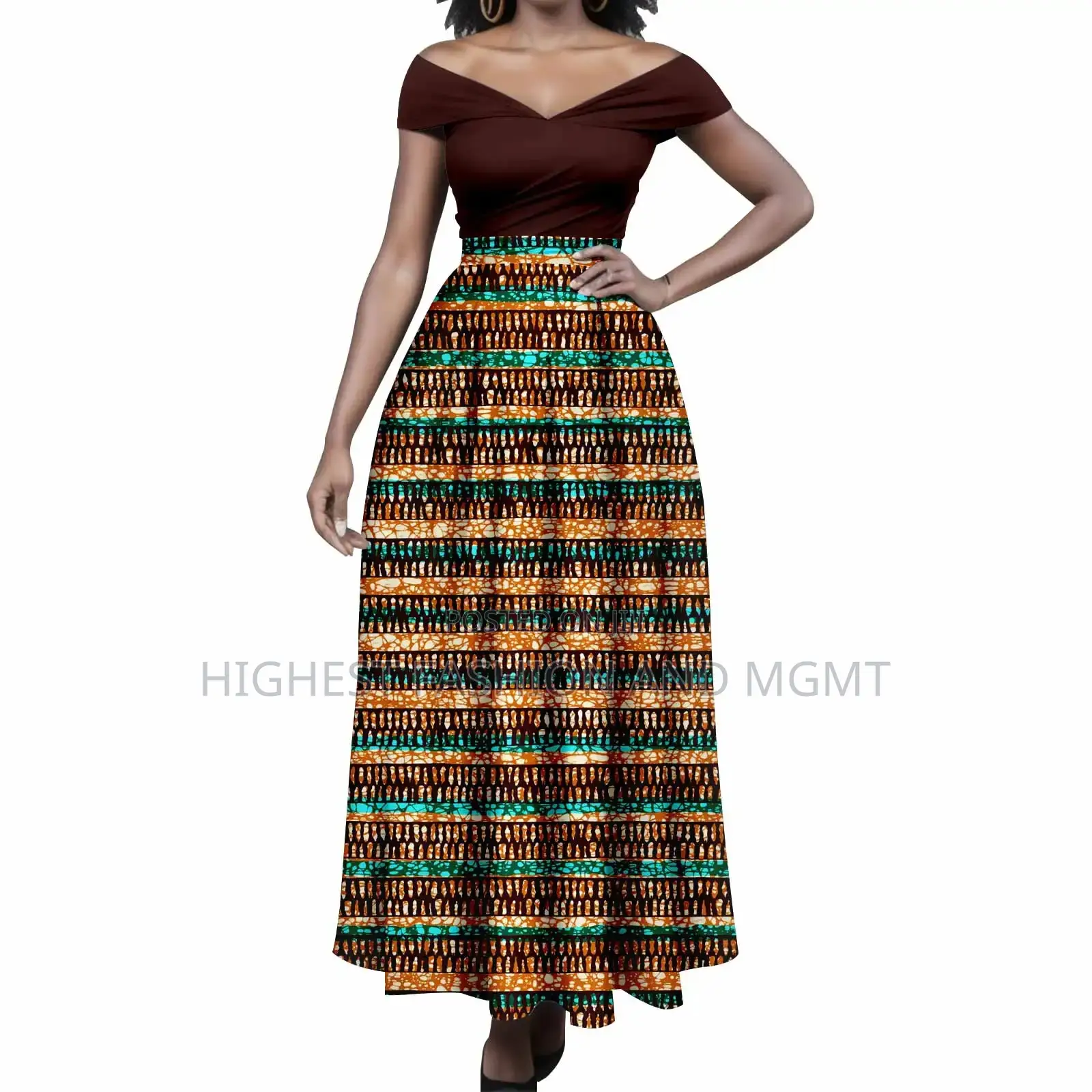 Off Shoulder Top and Print Skirt