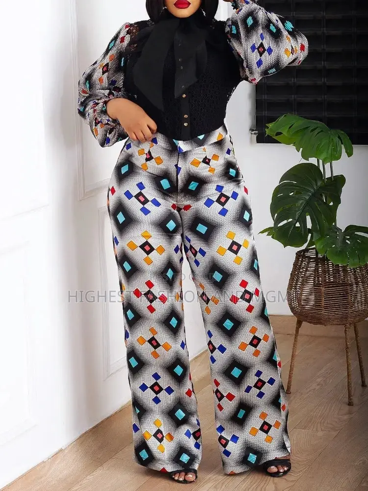 Long Lantern Sleeve Print Outfit