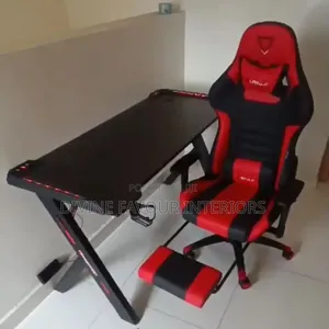 Modern v Shaped RGB Led Lights Gaming Table - With Chair