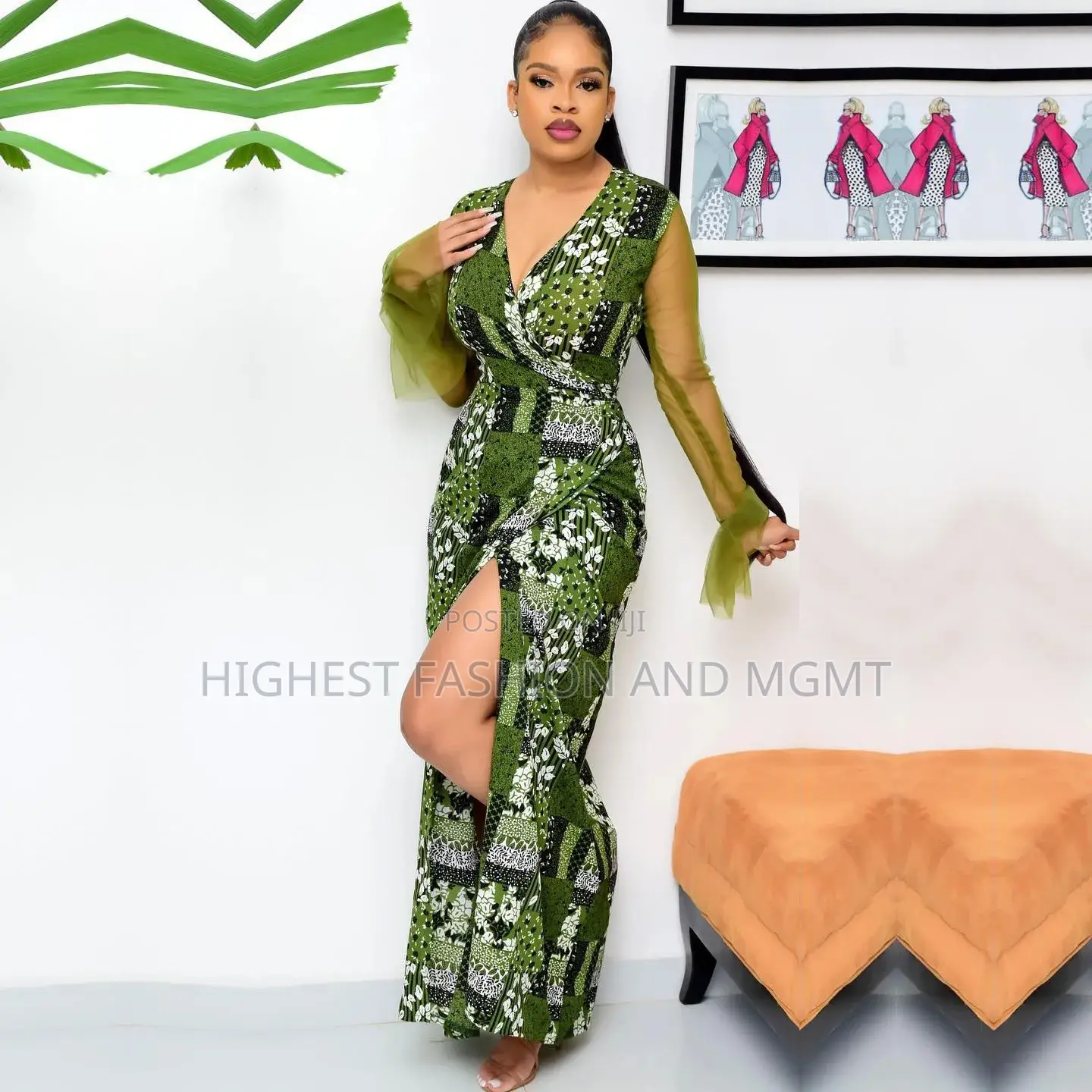 Wrap Print Dress