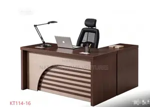 Two-Tone Executive Office Desk With Return Side Cabinet