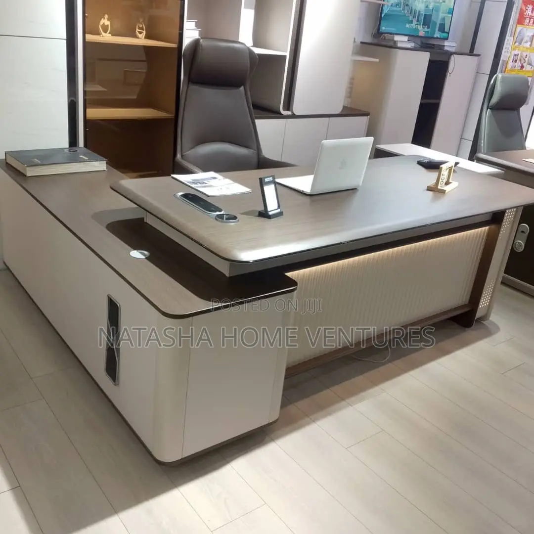 Executive Office Desk With Side Return (Walnut Grey)