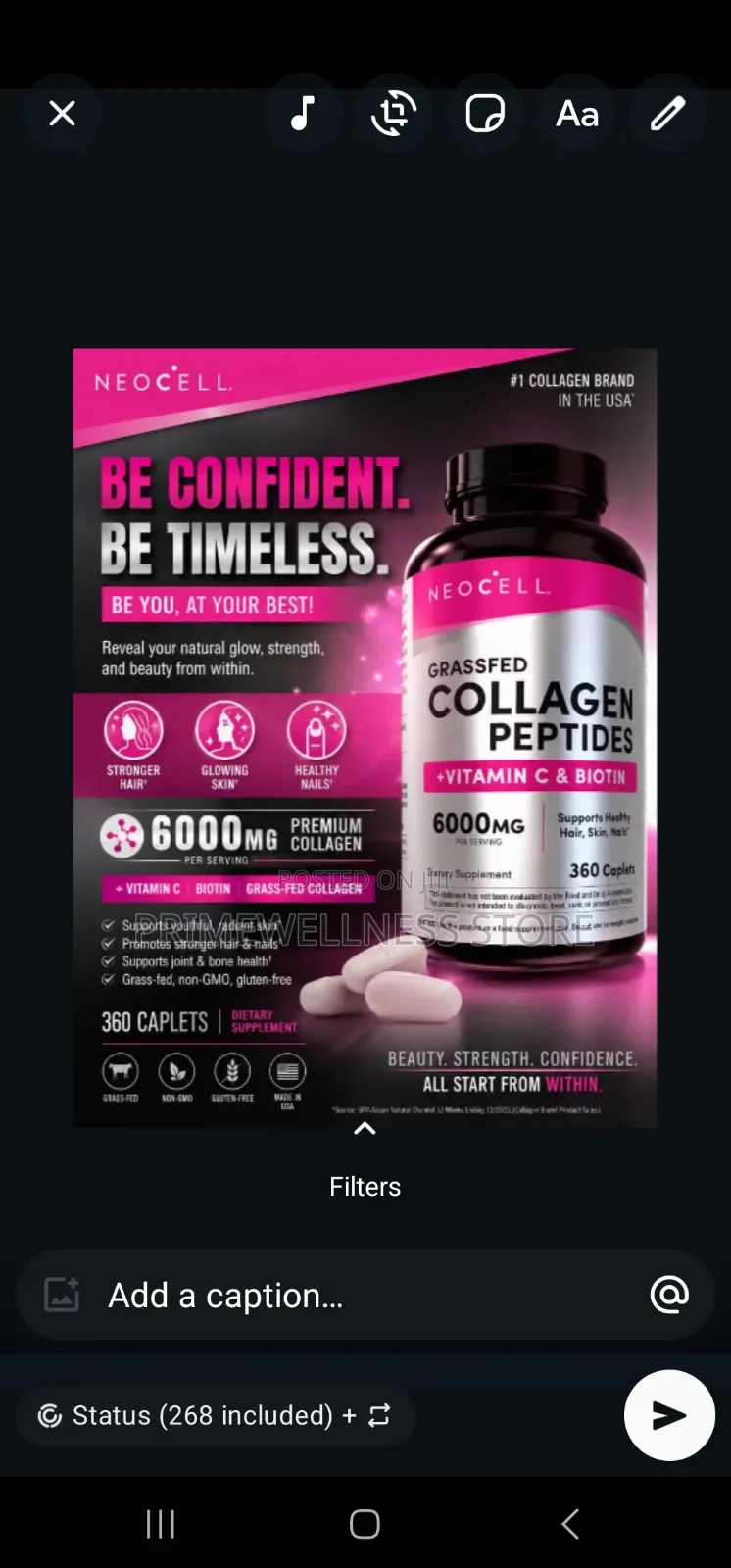 Grassfed Collagen Peptides +Vitamin C + Biotin Tablets