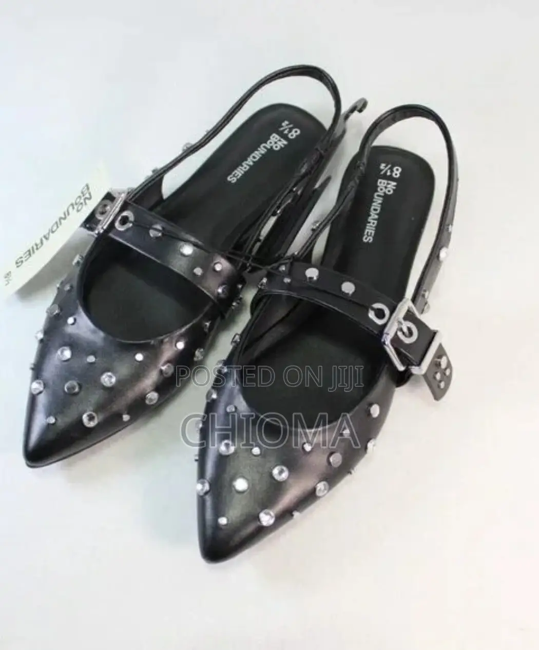 No Boundaries Women's Studded Slingback Flat Shoes