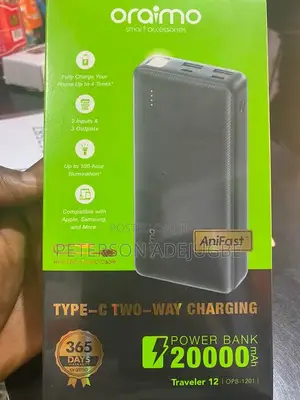 Type-C Two-Way Charge Oraimo Power Bank 20,000mah (Anifast Supported)