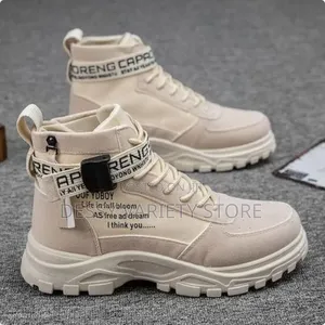Alagzi Mens Casual High-Top Shoes Running Sneakers - Beige