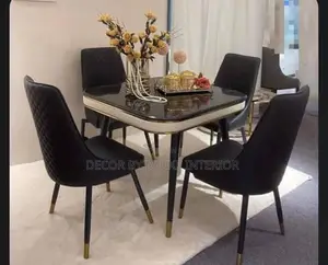 4 Seater Marble Kitchen Dining Table Set Luxury Modern