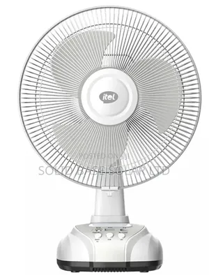 Itel Rechargable Solar Desk Fan 12" 5.5 Hours of Long-Lasting