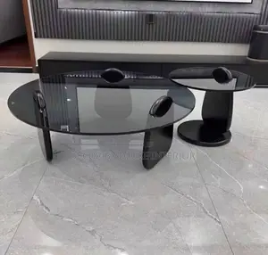 Very Solid Glass Black Modern Round Table