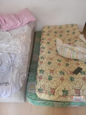 Two 3ft X 6ft Mattress and Upholstered Platform Bed Base for Sale
