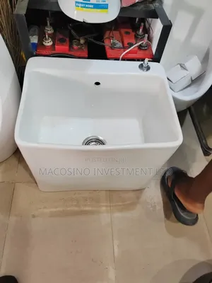 Ceramic Belfast-Style Utility Sink Designed for Laundry or Mopping
