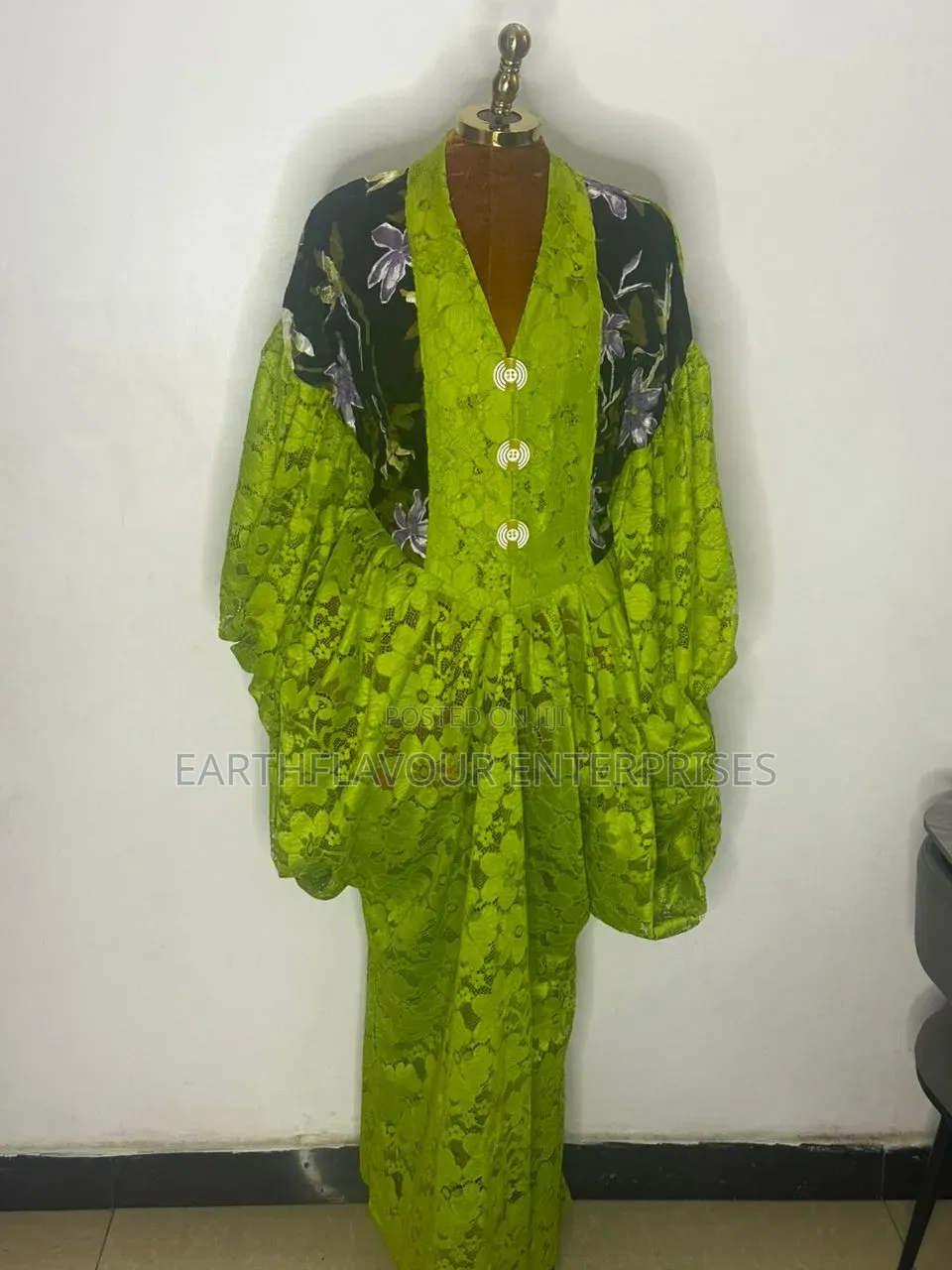 Lemon Color Lace Bubu Gown