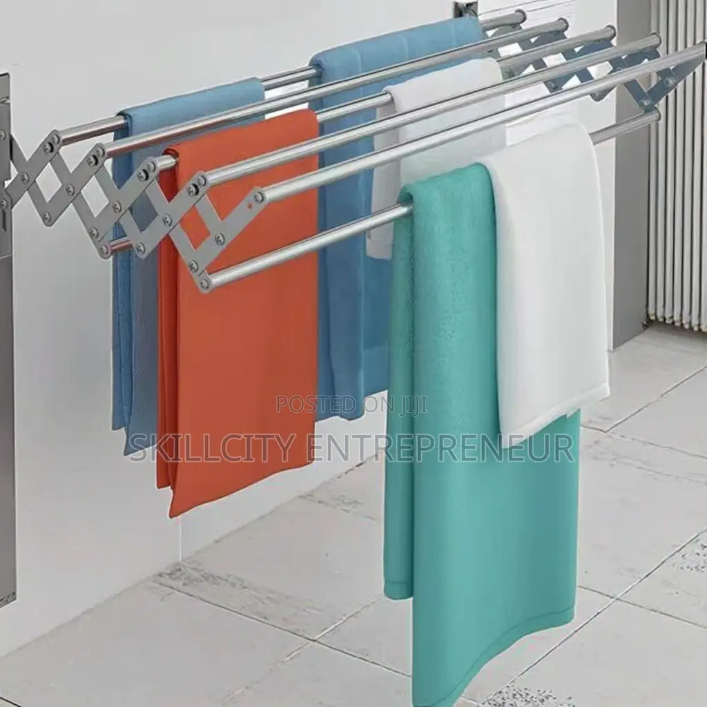 Wall-Mounted, Collapsible Clothes Drying Rack.