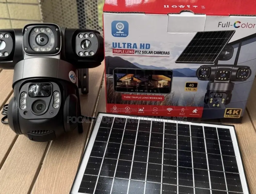 V380 Triple Lens PTZ Solar Camera