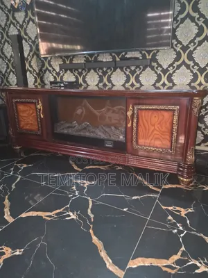 This Is a Luxury Royal Reddish Brown Fireplace Tv Stand