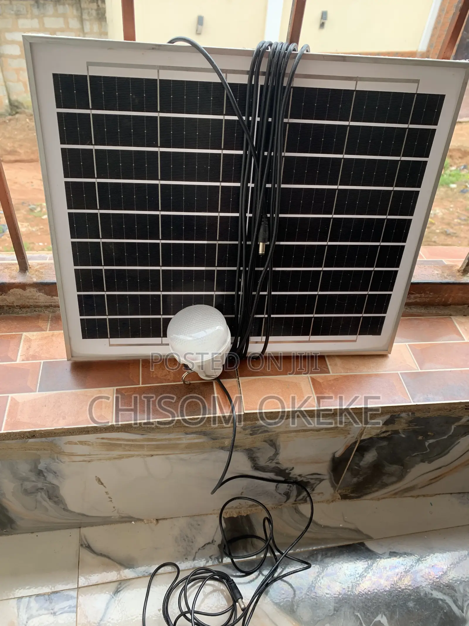 Solar Fan With a Solar Panel and a Bulb