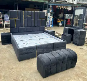 Highly Ranked Complete Set of 6 by 6 Padded HDF Bedframe