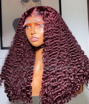22" Deep Curly/Lace Closure Wig in Burgundy/Wine Color