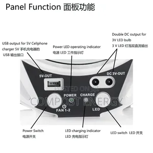 6 Inch Recharge Table Fan With 2 Bulbs and Panel