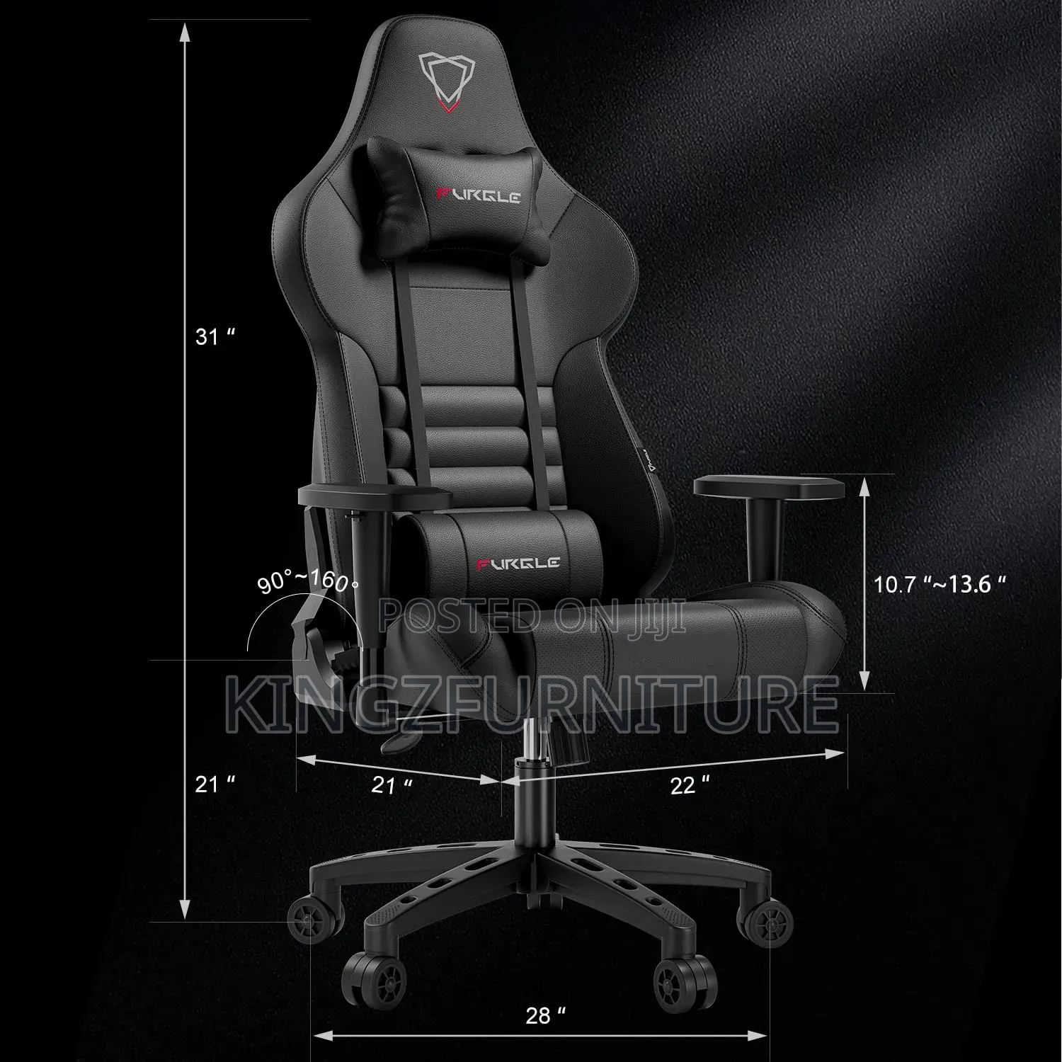 Adjustable Work Gaming Chair Black