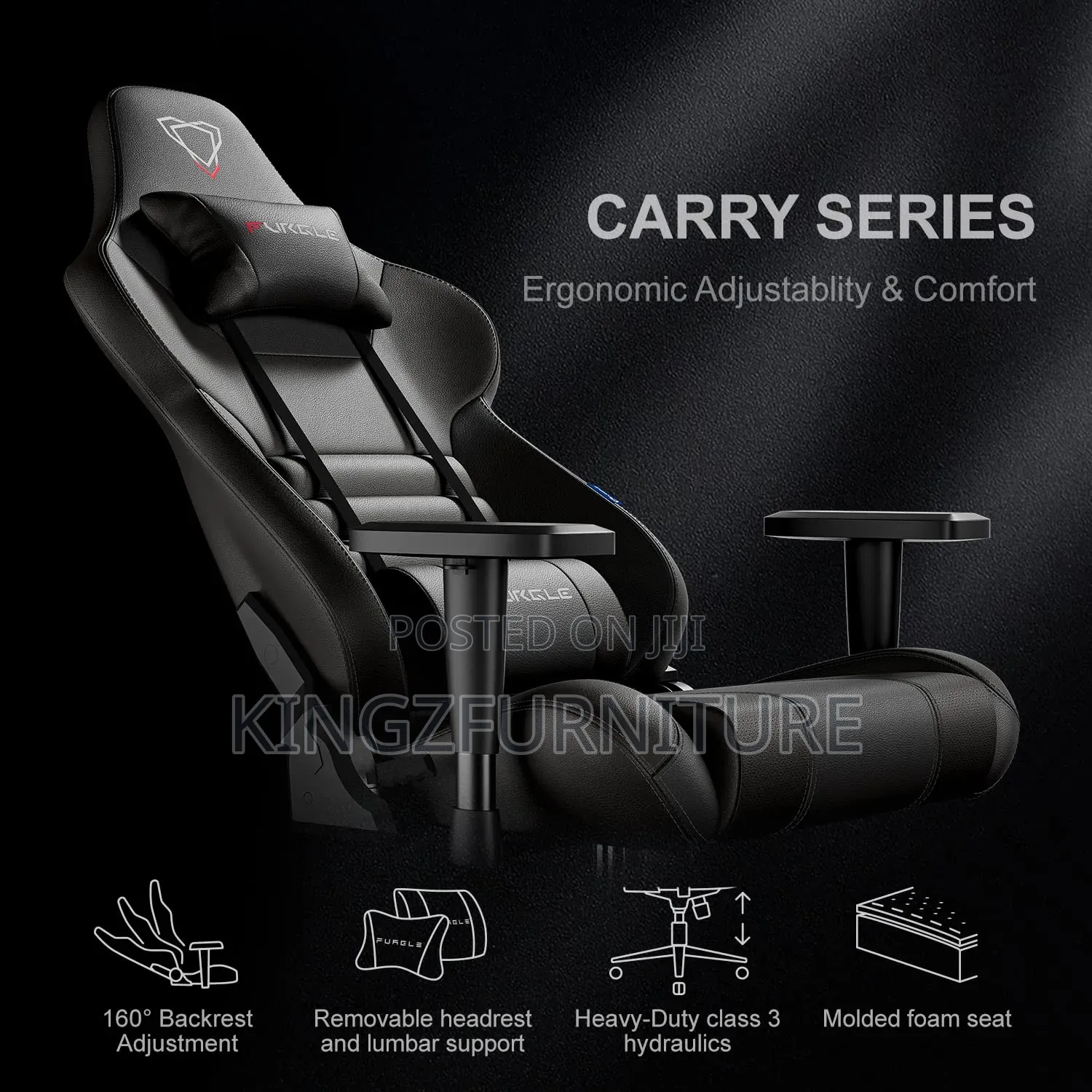Adjustable Work Gaming Chair Black