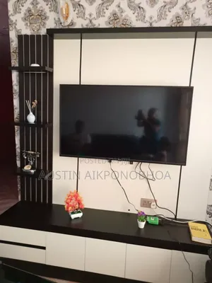 High Quality 6ft by 6ft Tv Console, White and Dark Chocolate Color