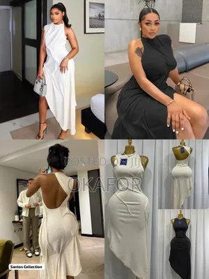 Asymmetric Halter Backless Bodycon Dress - White/Black