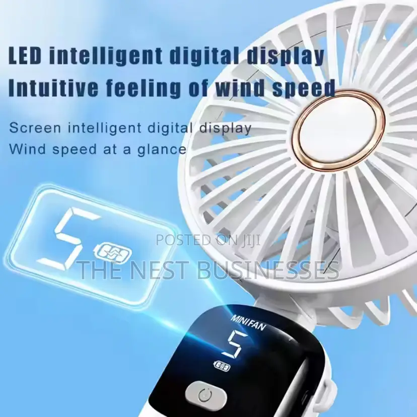 Foldable Mini Hand Fan With Digital Display