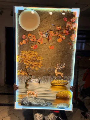 Big Crystal Wall Acrylic 
Stoned Art Frame With Led Light