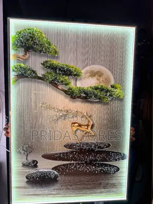 Luxury Crystal Wall Acrylic Painting Stoned Frame (With Led Light)