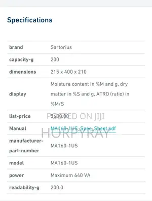 Sartorius Automatic Infrared Moisture Analyzer Ma160