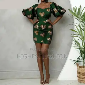 Bob Sleeve High Waist Mini Print Dress