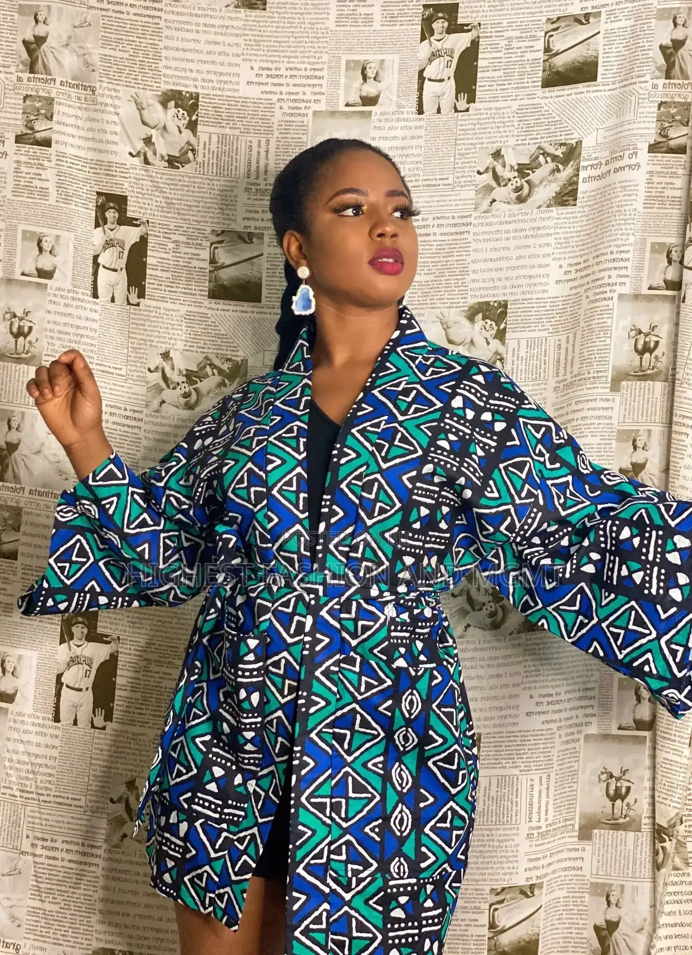Long Sleeve Geometric Kimono