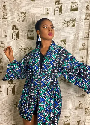 Long Sleeve Geometric Kimono