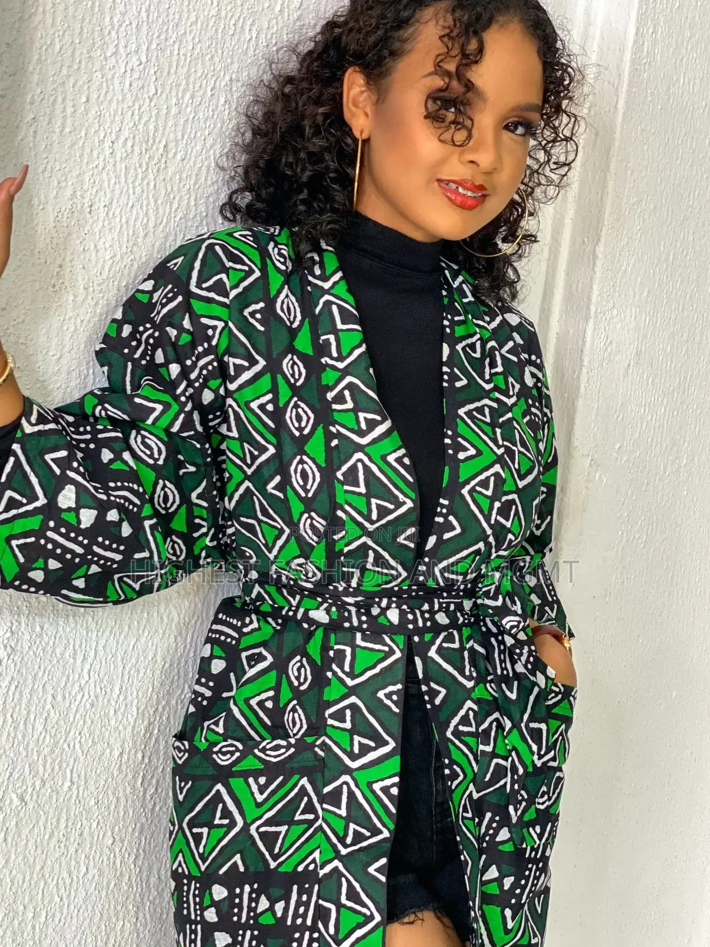 Long Sleeve Geometric Kimono