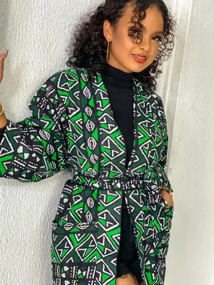 Long Sleeve Geometric Kimono