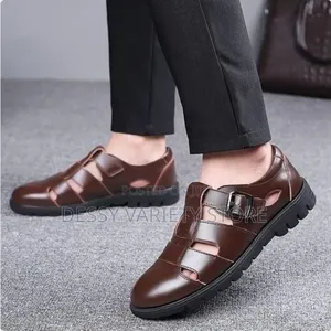 Galuin New Breathable Leather Men's Casual Shoes-Brown