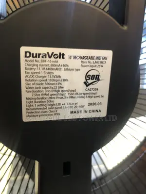 Duravolt 16inch Mist Fan Highly Durable
