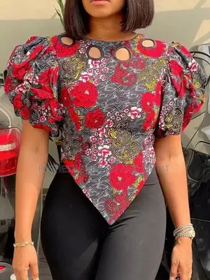 Hollow Out O Neck Puff Sleeve Corset Top