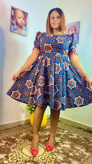 Flowered Short Flay Ankara Gown