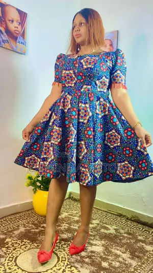 Flowered Short Flay Ankara Gown