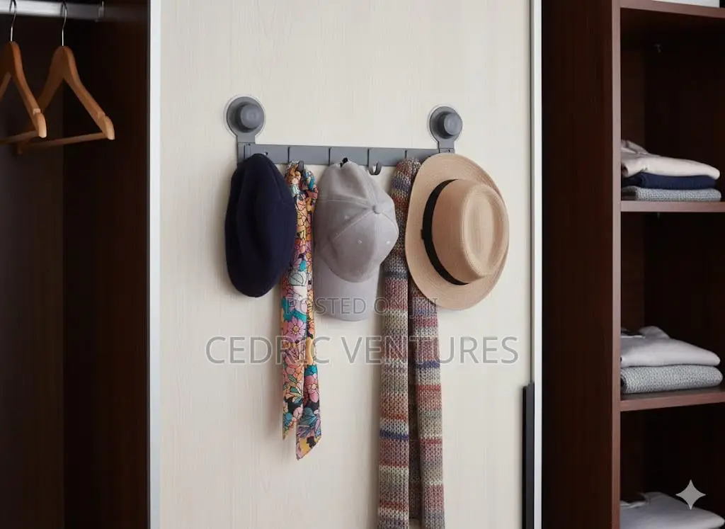 Self-Adhesive Plastic Cloth Hanger Rack With 6 Hook Multi-Purpose