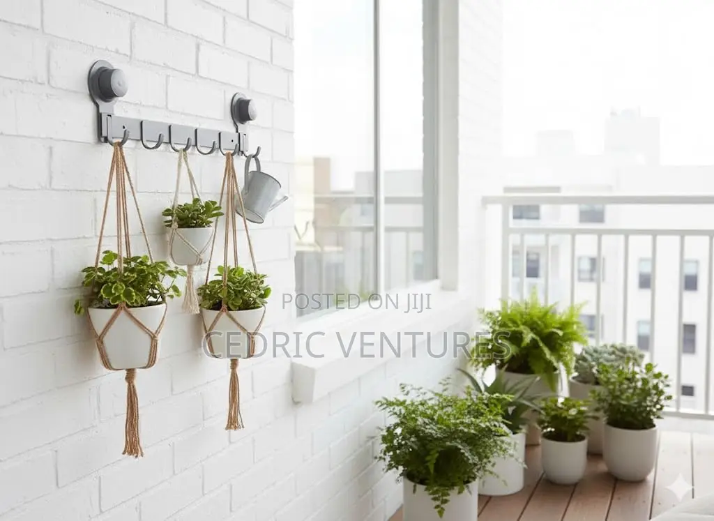 Self-Adhesive Plastic Cloth Hanger Rack With 6 Hook Multi-Purpose