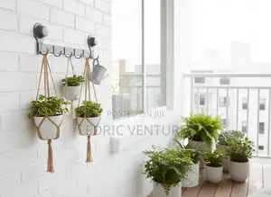Self-Adhesive Plastic Cloth Hanger Rack With 6 Hook Multi-Purpose
