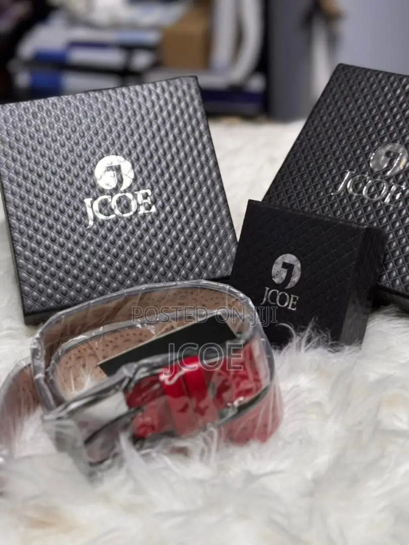 Jcoe Premium Glossy Red Leather Belt