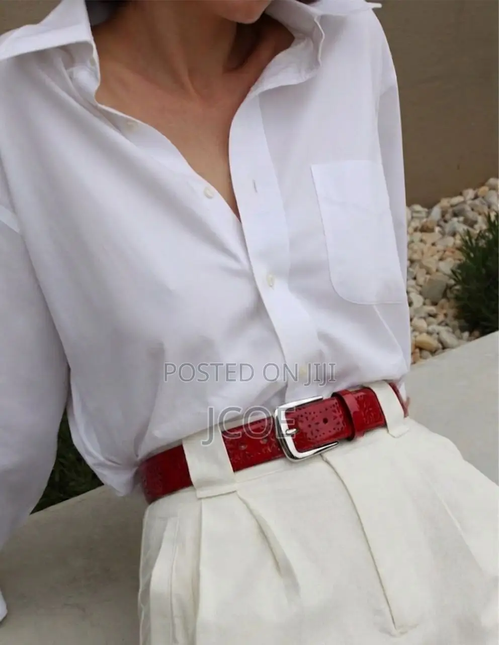 Jcoe Premium Glossy Red Leather Belt