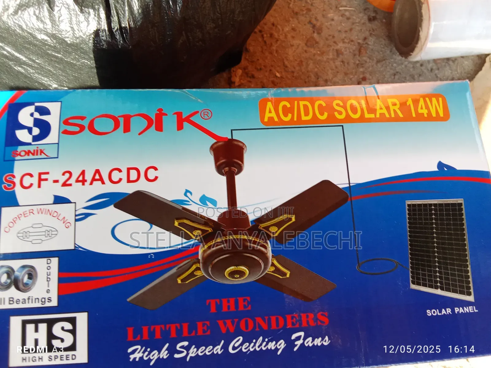 Solar Ac/Dc Shout Blade Ceiling Fan